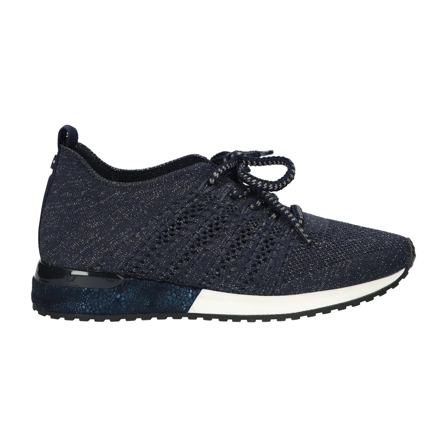 DK BLEU/SILVER KNITTED SNEAKER