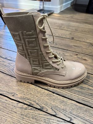 BEIGE WRINKLE+GOLD BOOT