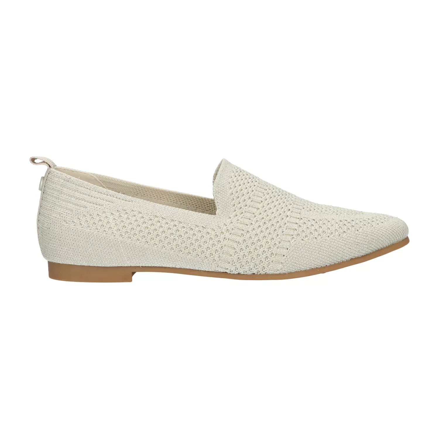 BEIGE/SILVER KNITTED LOAFER