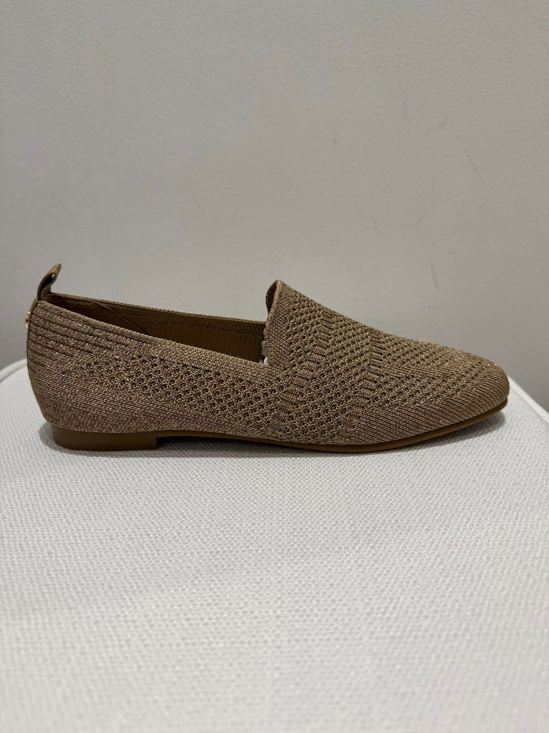 GOLD/SILVER KNITTED LOAFER