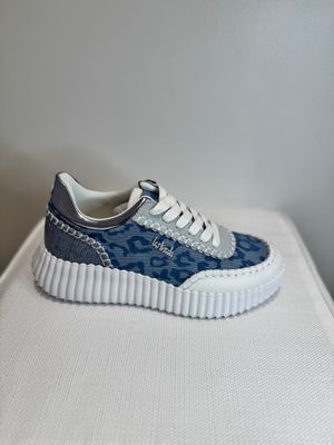 Blue jeans leopard fabric sneaker