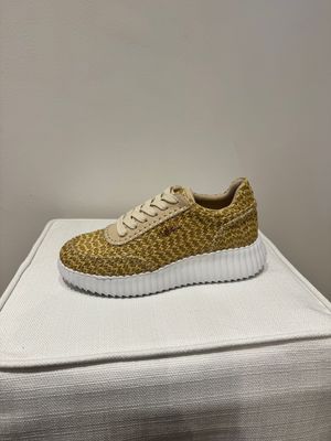 BEIGE/GOLD RAFFIA SNEAKER