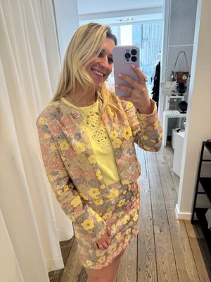 ROK PAILLETTE GEBLOEMD GEEL/GRIJS/ROZE - CK08382