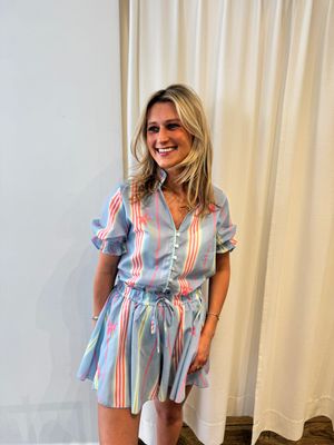 SHORT FUSHIA BLAUW GESTREEPT - TR1623