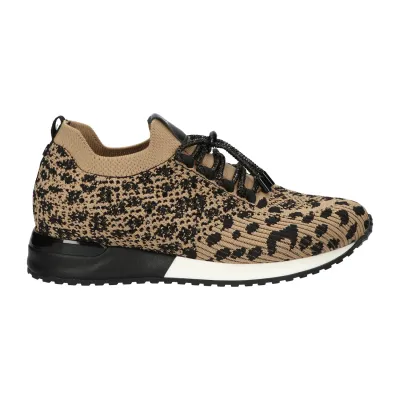 BLACK/BEIGE LEOPARD KNITTED+STONES SNEAKER