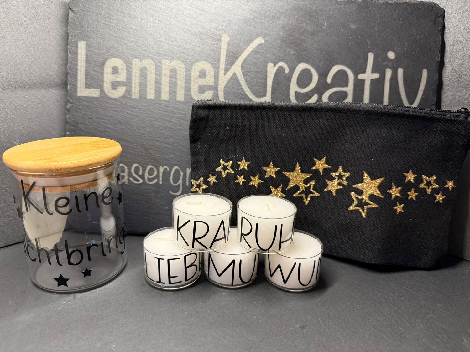 Dekoglas inklusive Kerzen