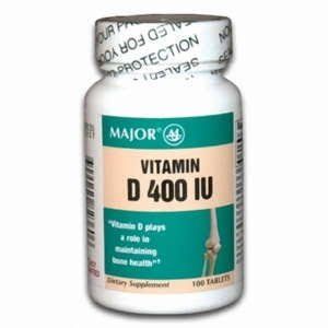 Major Vitamin D 400 IU Cholecalciferol Tablets, White, 100 Count