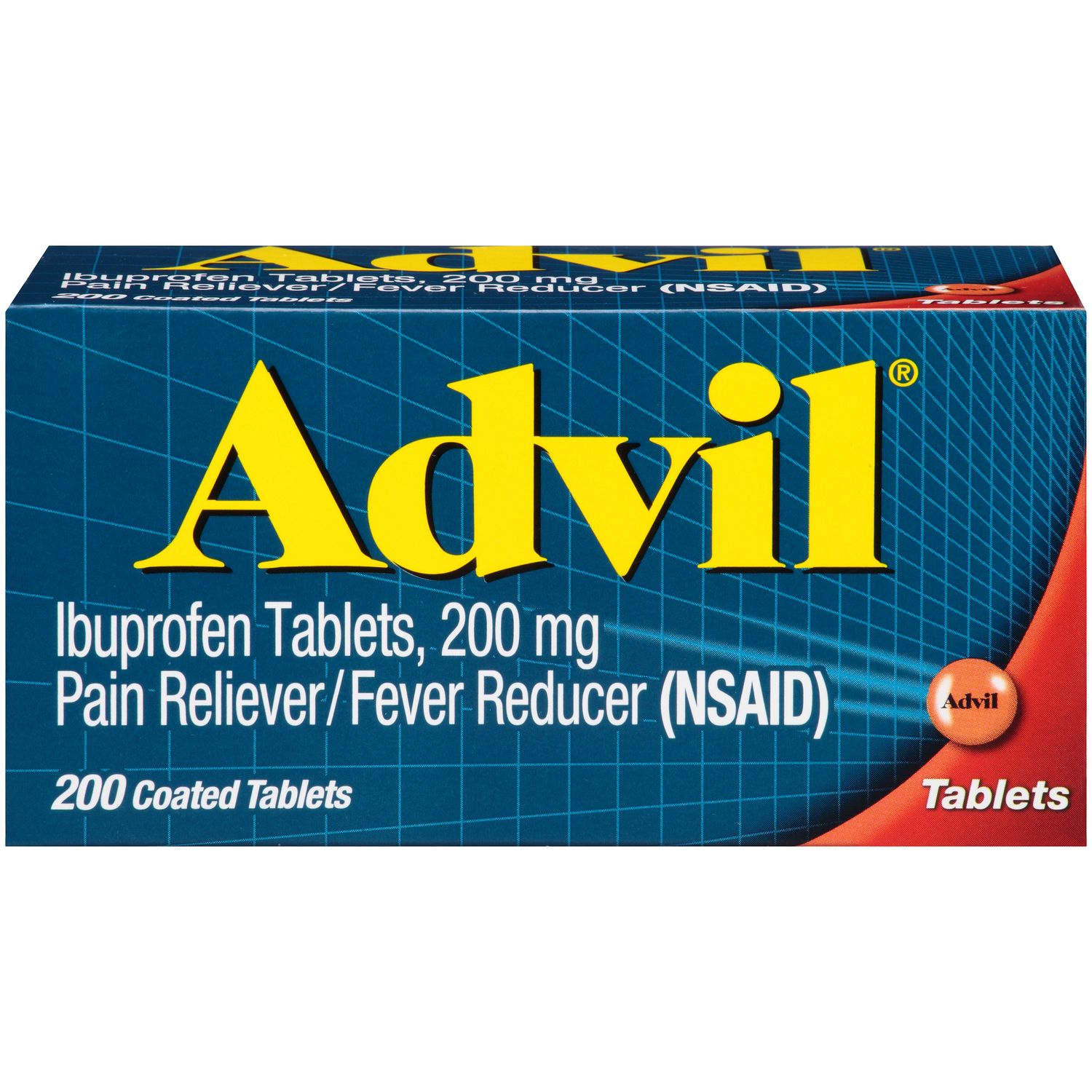Advil Pain and Headache Reliever Ibuprofen  200 Mg Coated Tablets  200 Count