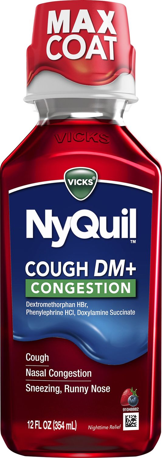 Vicks NyQuil Cough DM + Congestion Medicine, Berry Flavor, 12 Fl Oz - 12 Oz | CVS