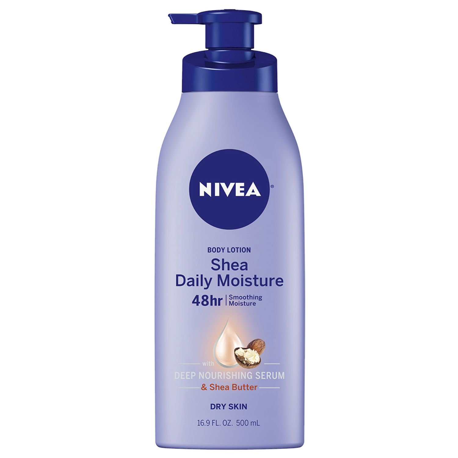NIVEA Shea Nourish Body Lotion  Dry Skin Lotion with Shea Butter  16.9 Fl Oz Pump Bottle