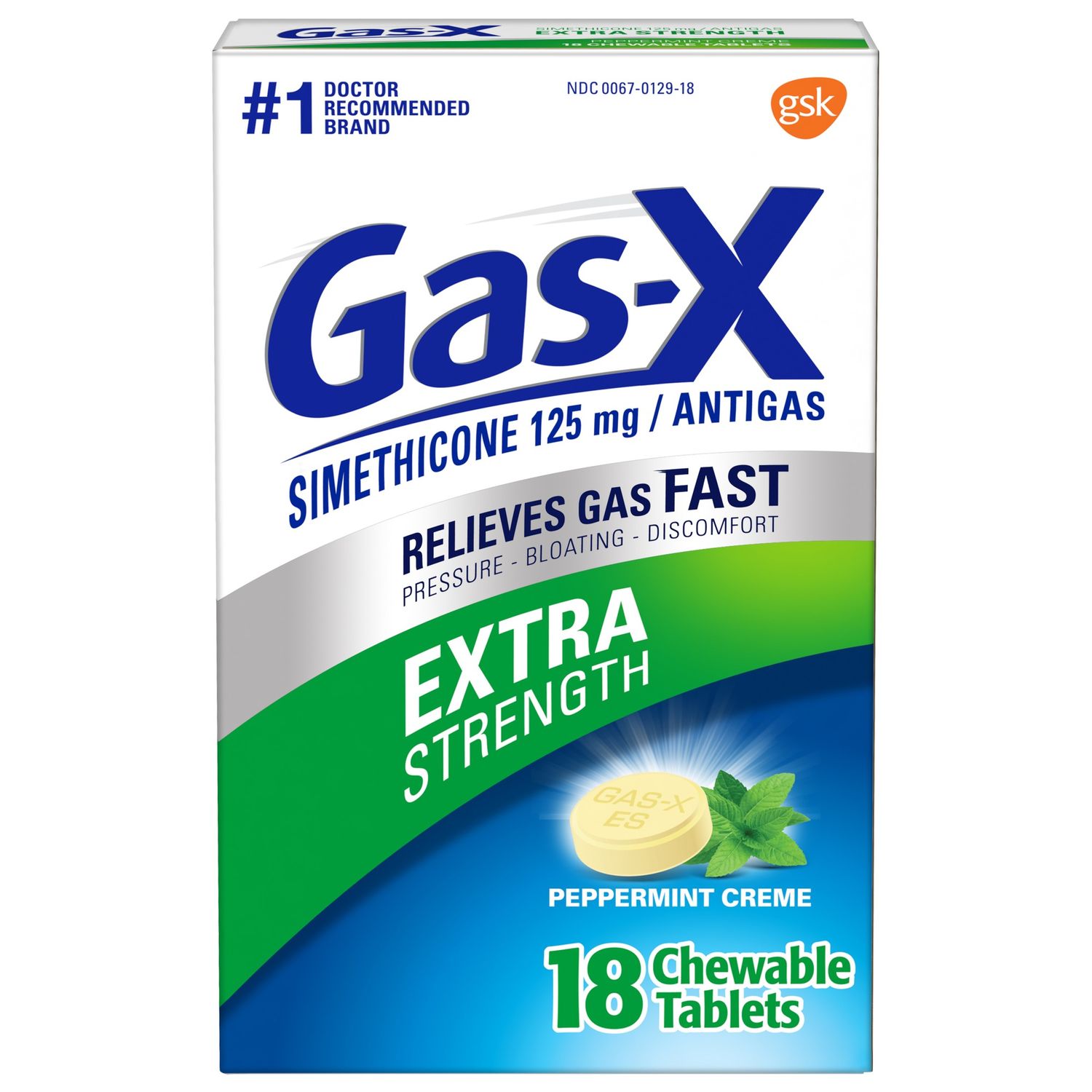 Gas-X Extra Strength Gas Relief Chewable Tablets Peppermint Creme - 18.0 Ea