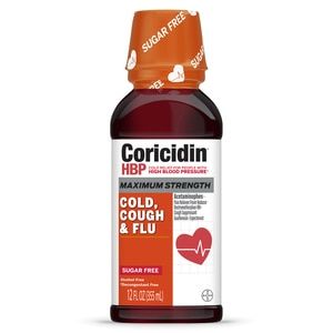 Coricidin HBP Cold  Cough & Flu Medicine  Sugar Free Day Liquid  Cherry  12 Fl Oz (355 ML)