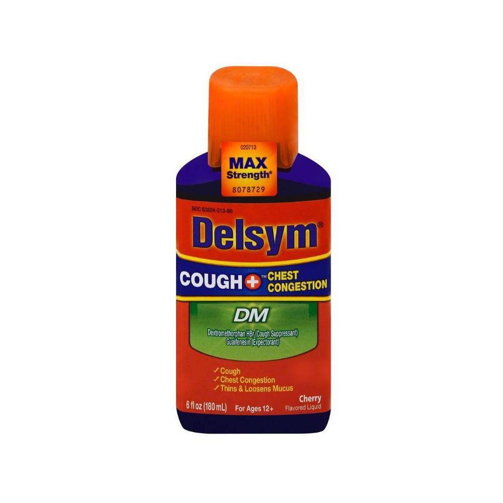 Delsym Cough + Chest Congestion DM Liquid Cherry 6 Oz by Airborne
