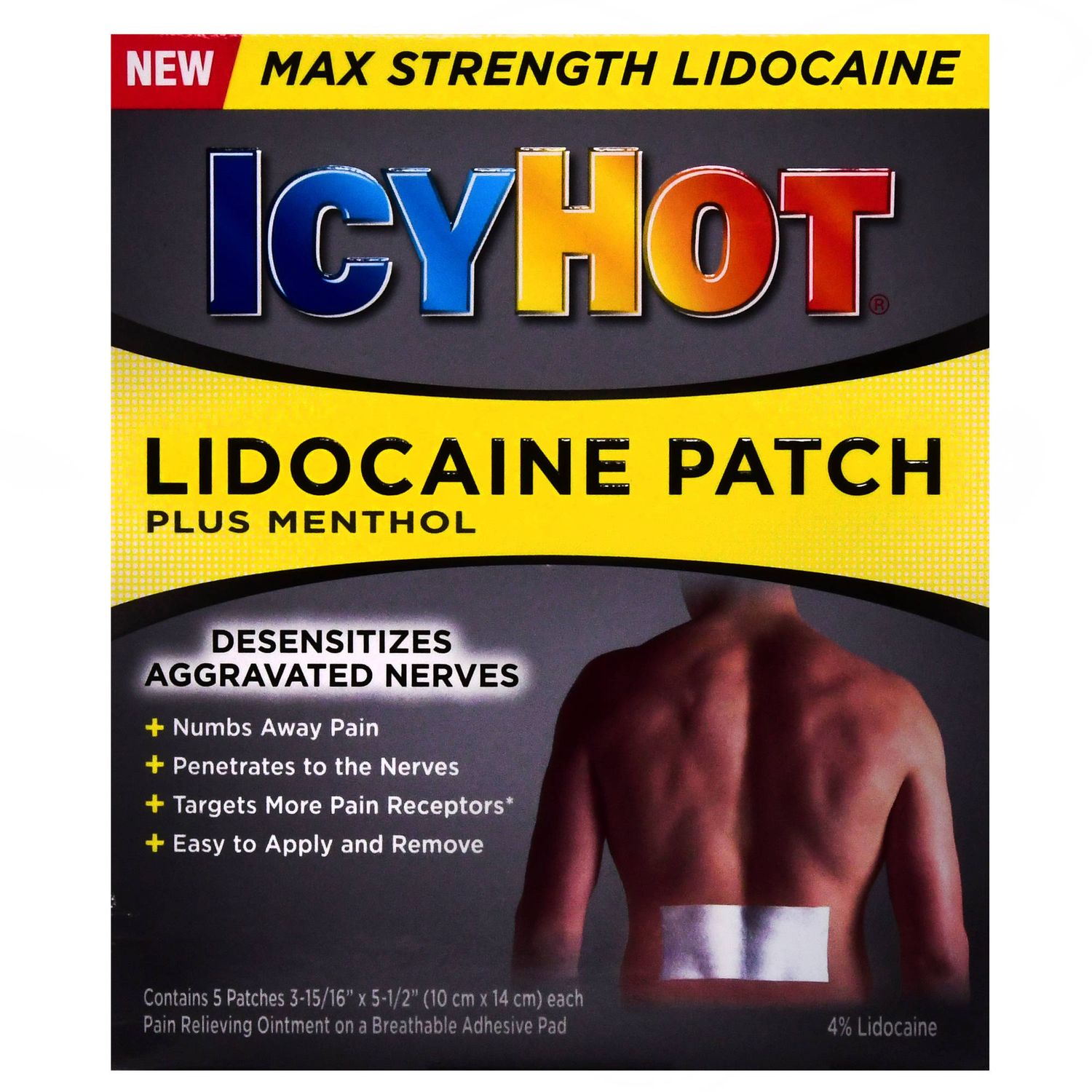 Icy Hot Max Lidocaine Plus Menthol Patches - 5.0 Ea