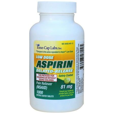 Aspirin 81 Mg. Delayed Release 1000 Tablets