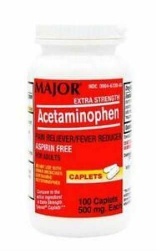 Major Acetaminophen 500mg Caplets, 100 Count, Compare to Tylenol