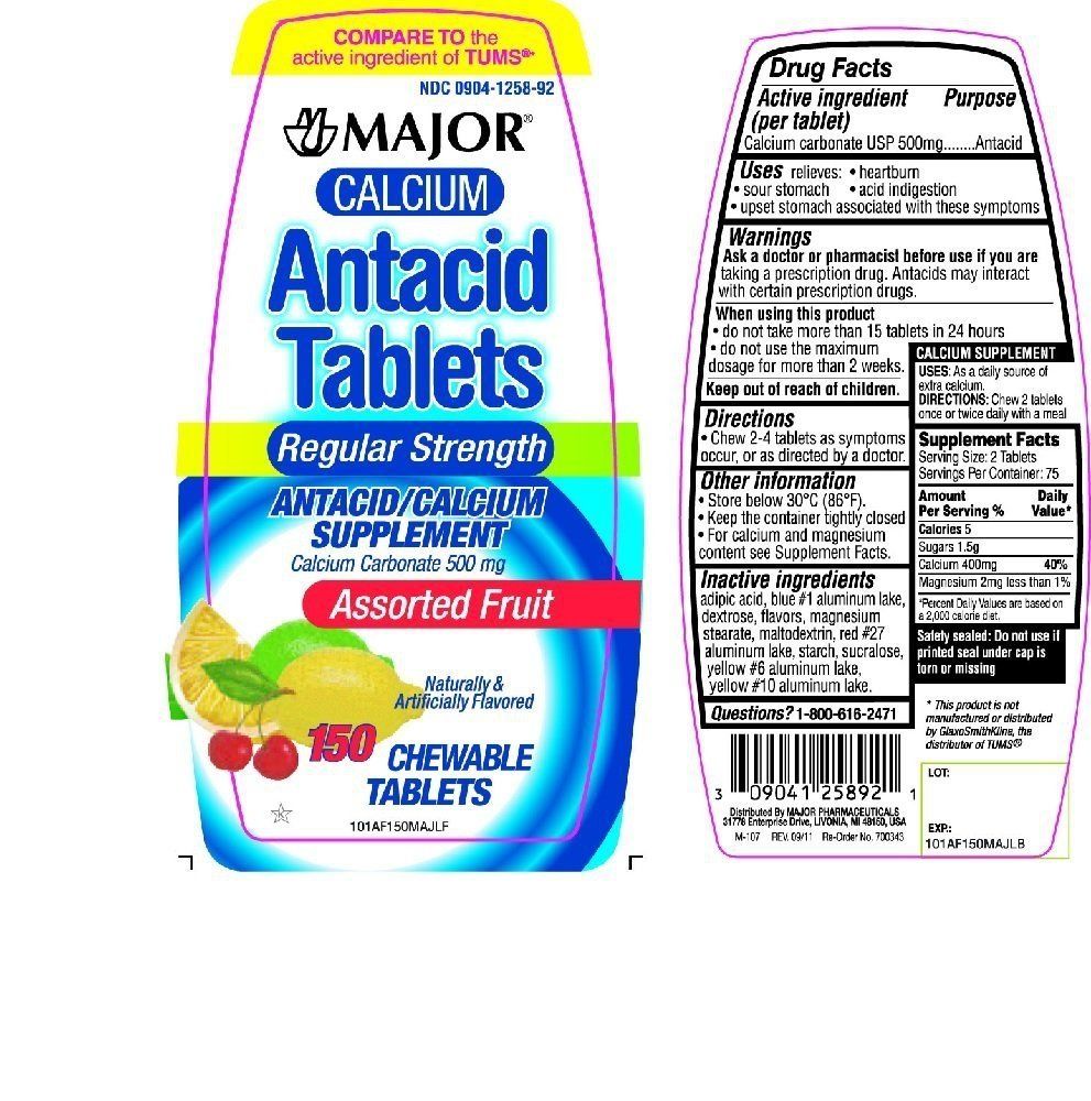 Calcium Antacid Tabs Assorted Fruit 150 Chewable Tabs by Major Pharmaceuticals