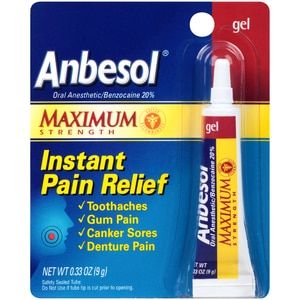 Anbesol Gel Maximum Strength  Instant Oral Pain Relief  0.33 Oz.