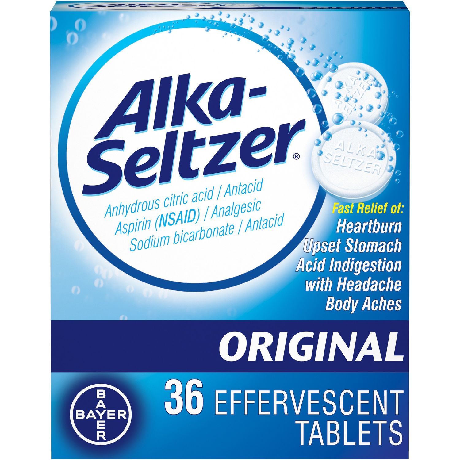 Alka-Seltzer Original Effervescent Heartburn Relief Tablets  36 Count