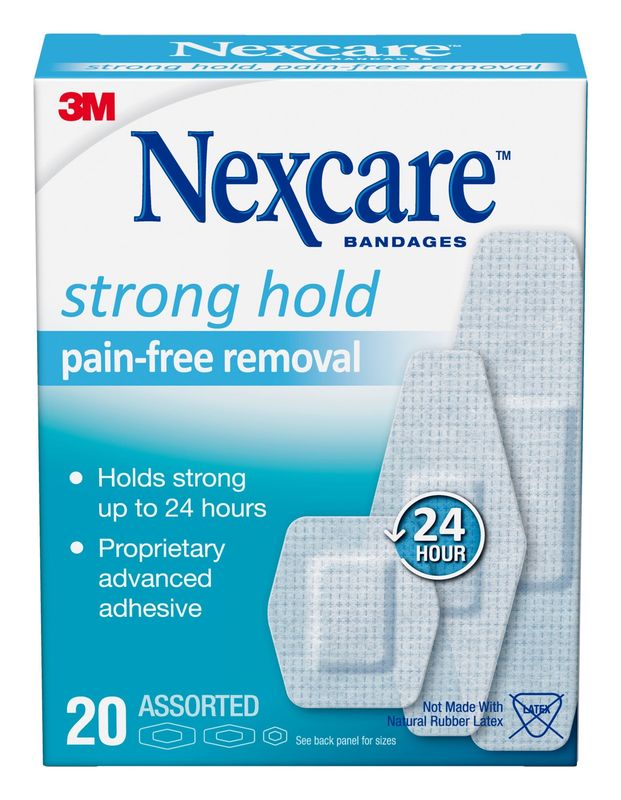 Nexcare Strong Hold Pain-Free Removal Bandages  Assorted Sizes  20 Count