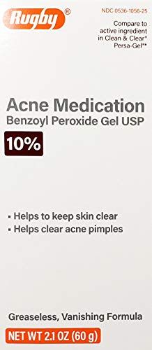 Rugby Acne Medication, Benzoyl Peroxide 10% Gel, 2.1oz