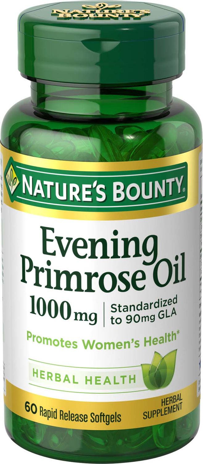 Nature S Bounty Evening Primrose Oil  Herbal Supplement 1000 Mg  Rapid Release Softgels  60 Ct