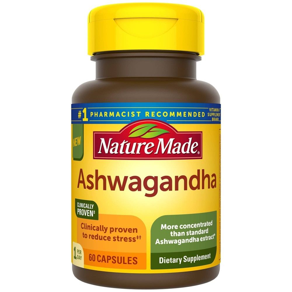 Nature Made Ashwagandha 125 Mg Capsules  Stress Support  Mood Support  Dietary Supplement  60 Count