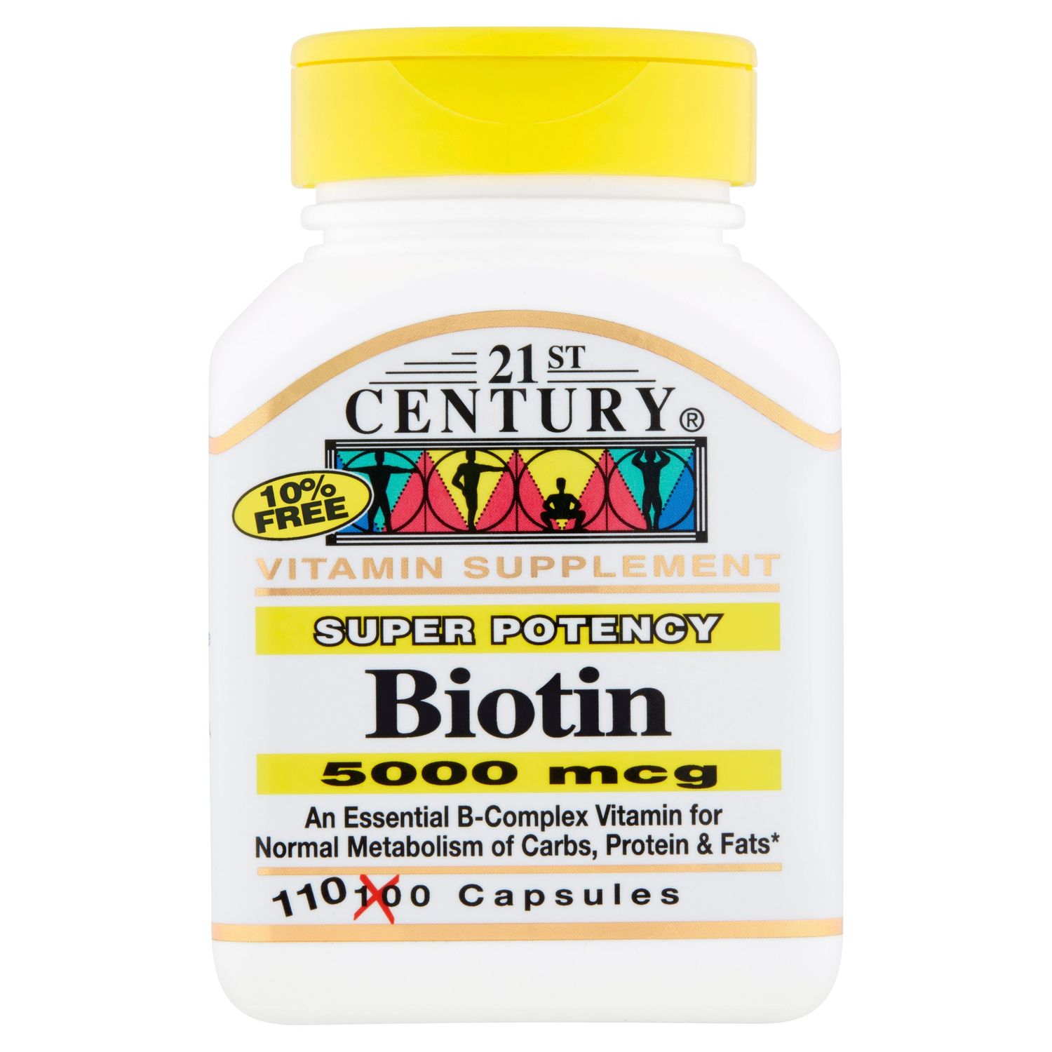 21st Century Biotin 5000 Mcg High-Potency Capsules - 110.0 Ea