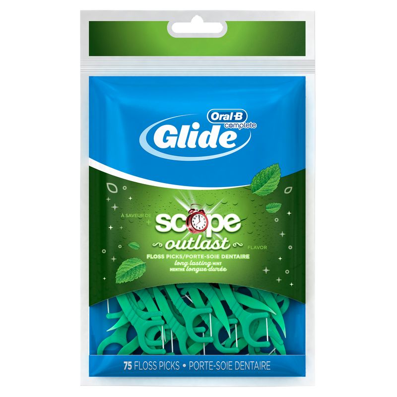 Oral-B Glide Mint Dental Floss Picks with Long Lasting Scope Flavor  75 Picks
