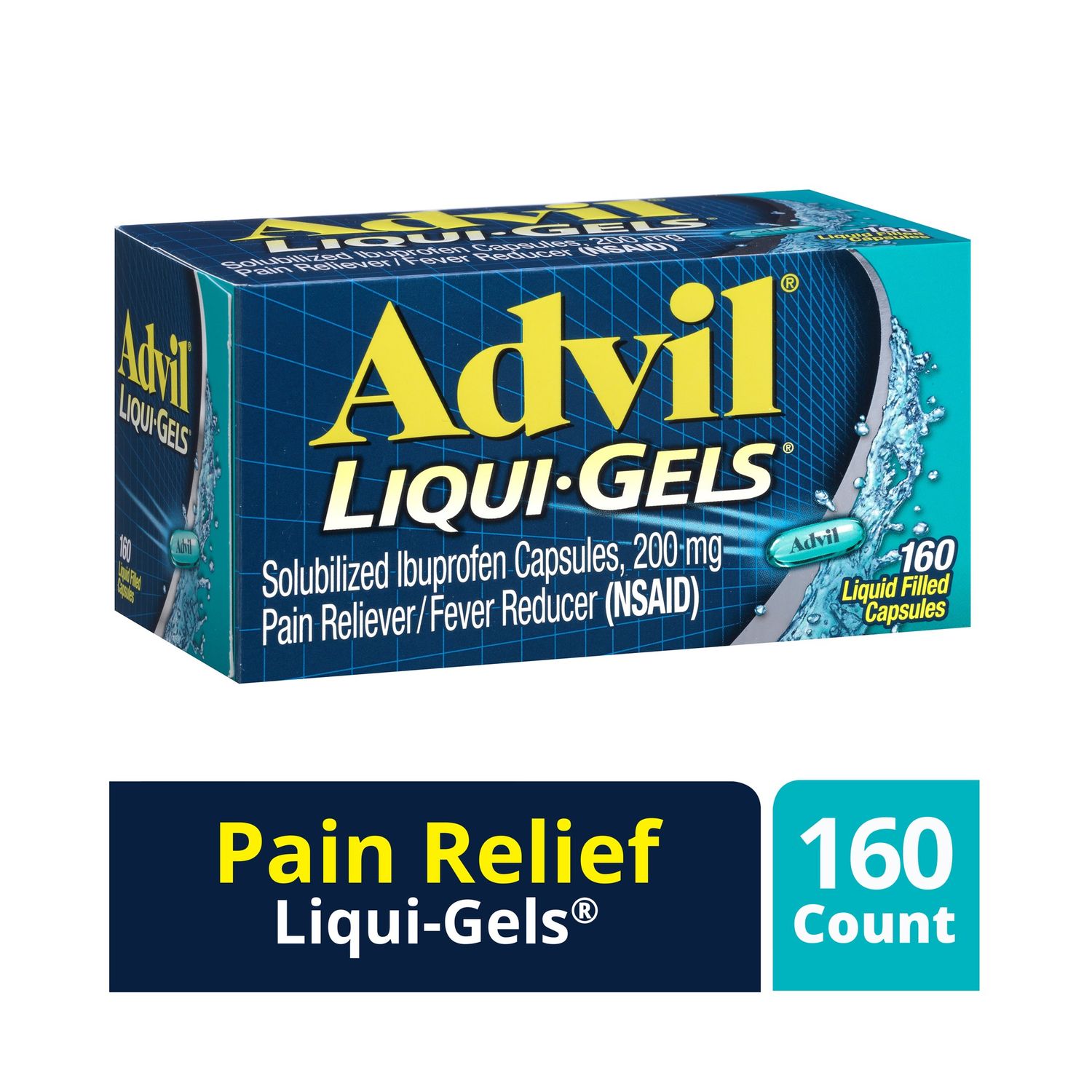 Advil Liqui-Gels Pain and Headache Reliever Ibuprofen  200 Mg Liquid Filled Capsules  160 Count