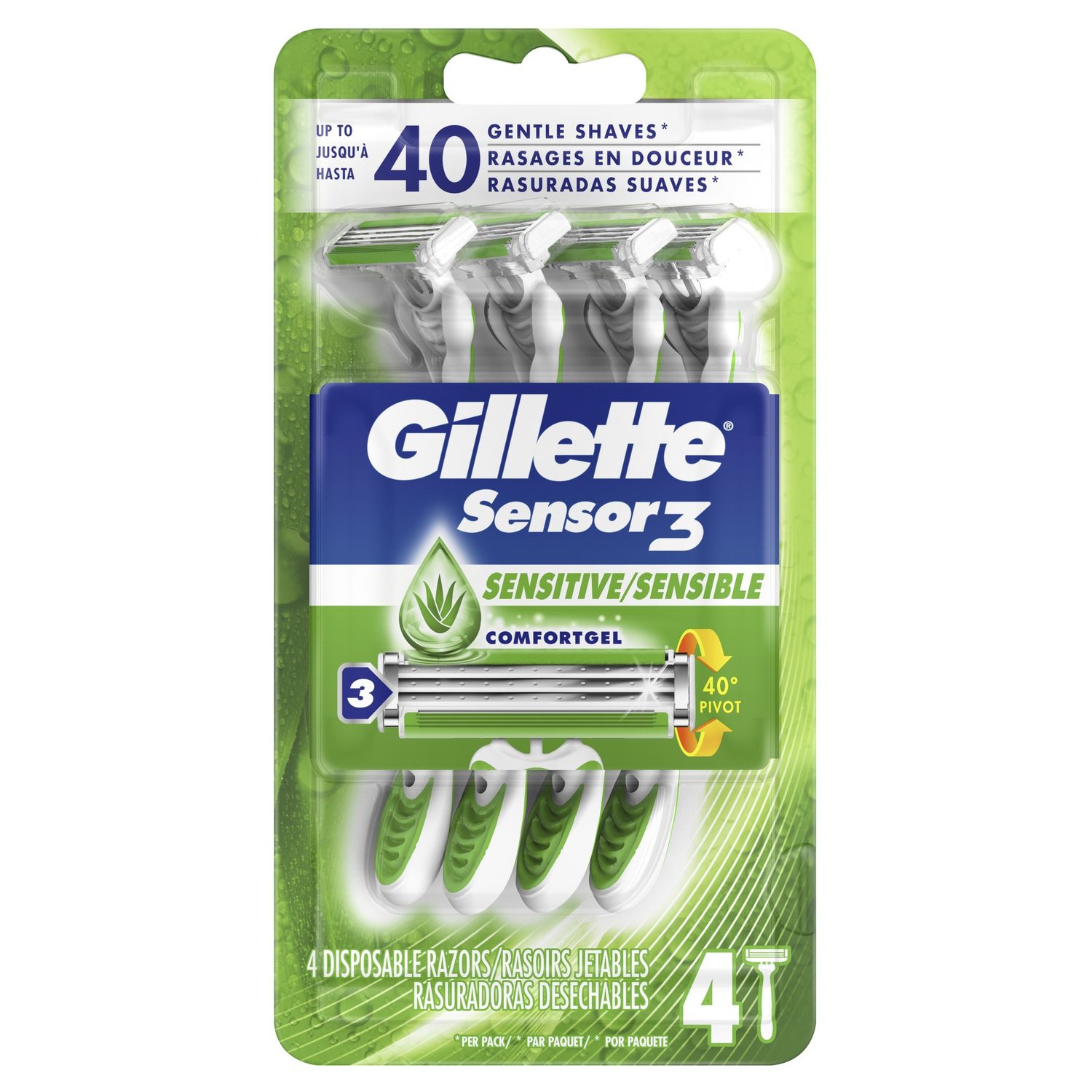 Gillette Sensor3 Sensitive Men S Disposable Razor  4 Razors