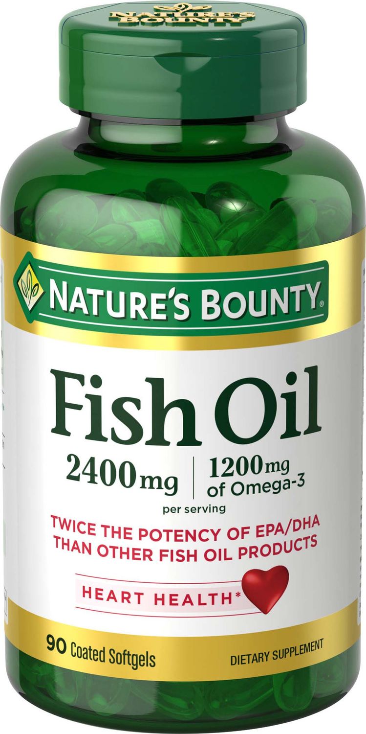 Nature's Bounty Fish Oil Softgels, Double Strength, 2400 Mg - 90.0 Ea