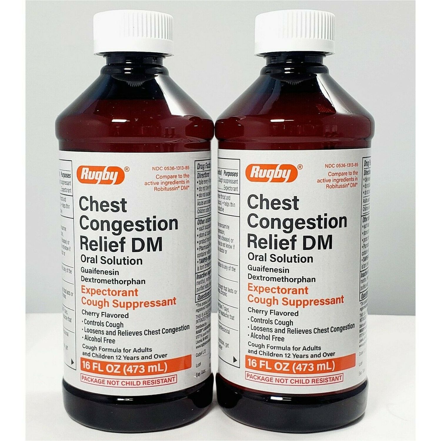 Rugby Chest Congestion Relief DM 16 Oz -2 Pack (Robafen DM) -Expiration 09-2022
