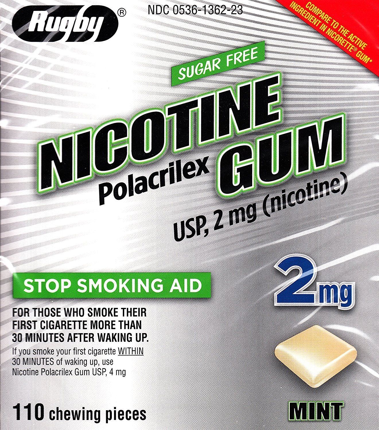 Rugby Nicotine Stop Smoking Aid Mint Flavor Polacrilex Gum  2 Mg  110 Count