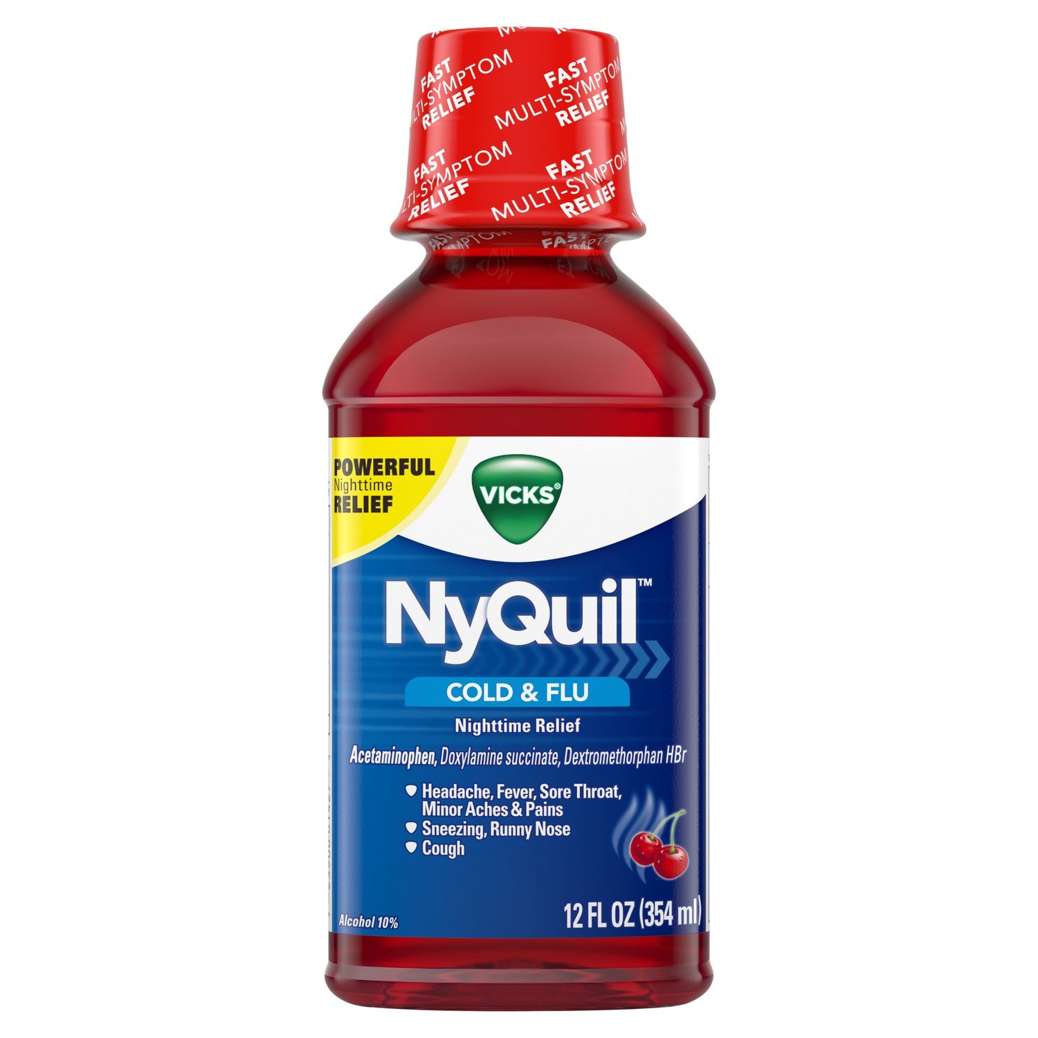 Vicks Nyquil Cold & Flu Relief Liquid Cherry - 12.0 Fl Oz