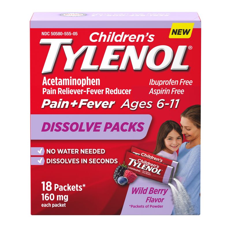 Children's TYLENOL Acetaminophen Dissolve Packets Wild Berry - 18.0 Ea