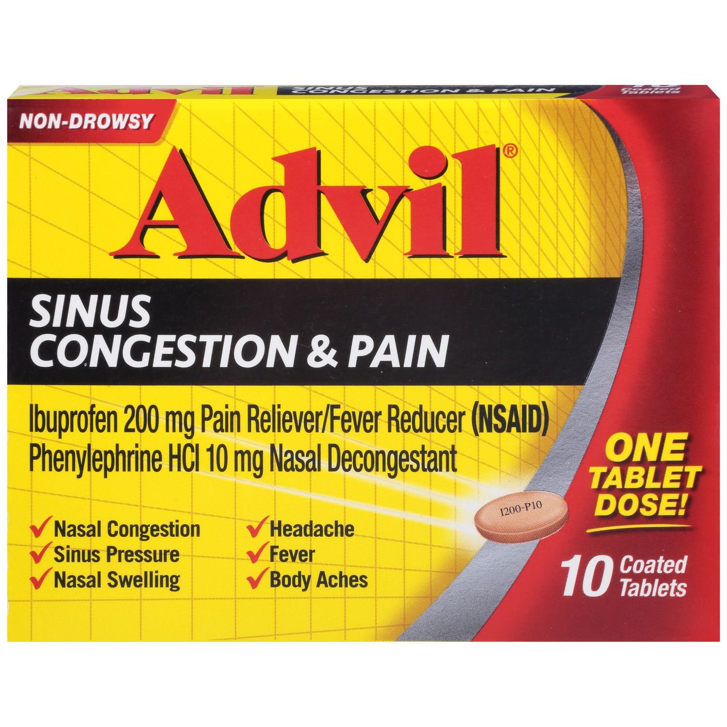 Advil Sinus Congestion & Pain Coated Tablets 10 - 10.0 Ea