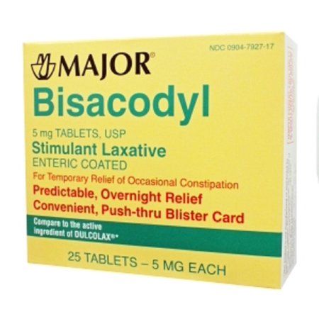 MAJOR BISACODYL 5MG EC TAB BISACODYL-5 MG Orange 25 TABLETS (6 Pack)