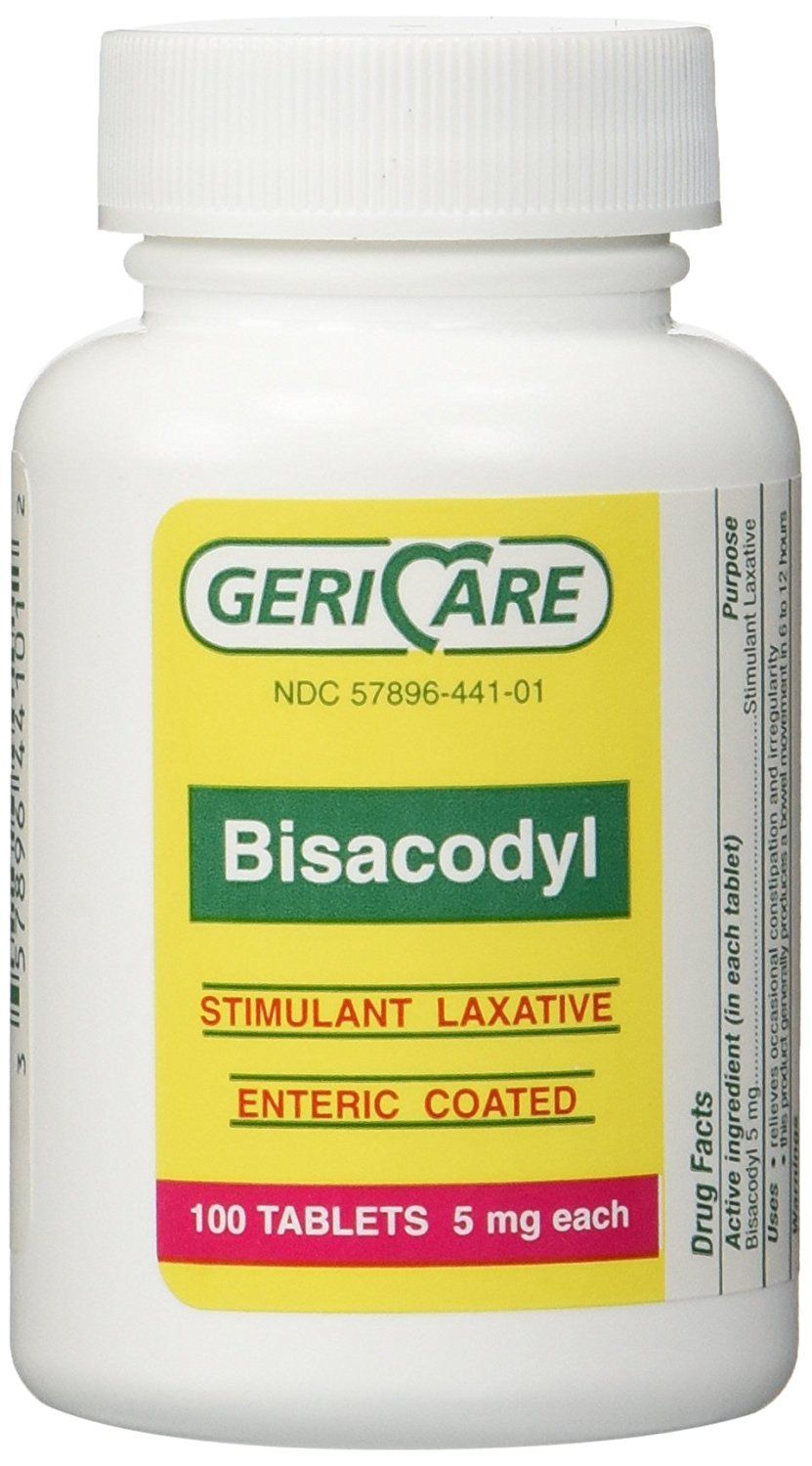 GeriCare Bisacodyl Stimulant Laxative Enteric Coated Relief 100 Ct