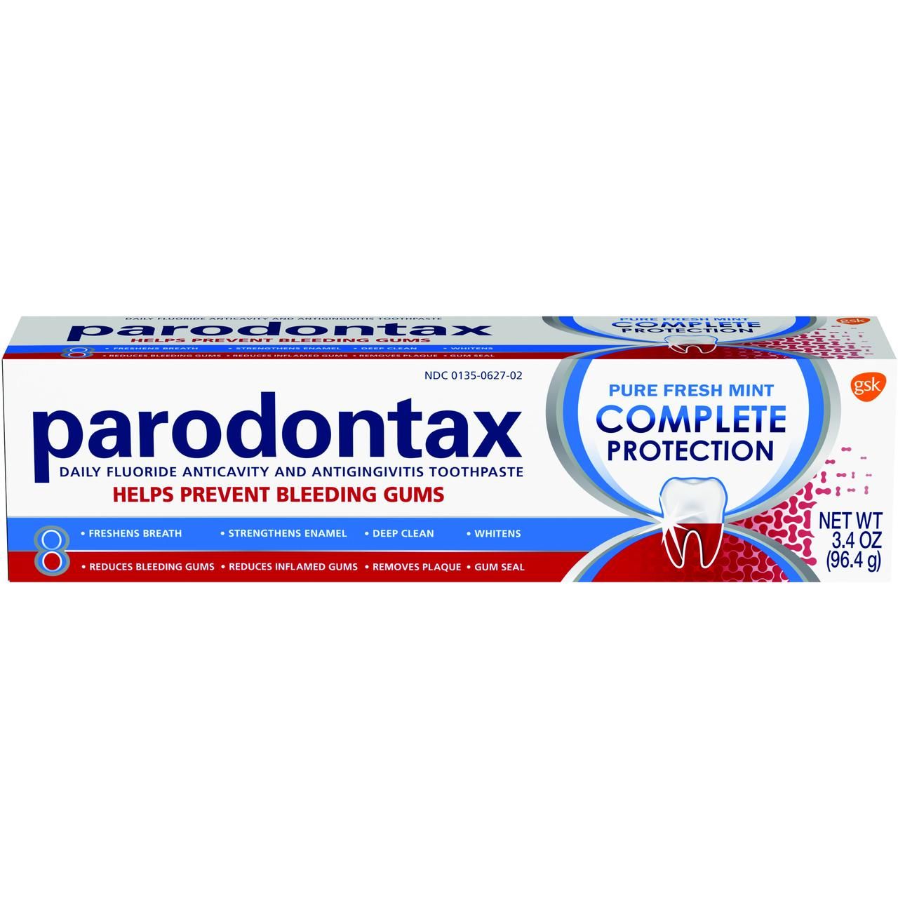 PARODONTAX Complete Protection Gingivitis Toothpaste for Bleeding Gums Pure Fresh Mint - 3.4 Oz