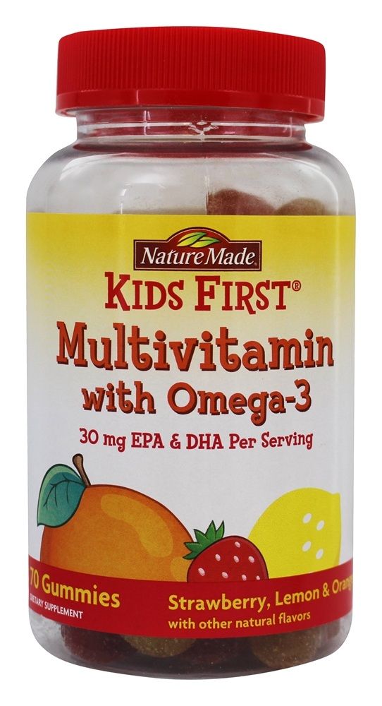 Nature Made Kids First Multivitamin with Omega-3 Gummies Strawberry, Lemon & Orange - 70.0 Ea