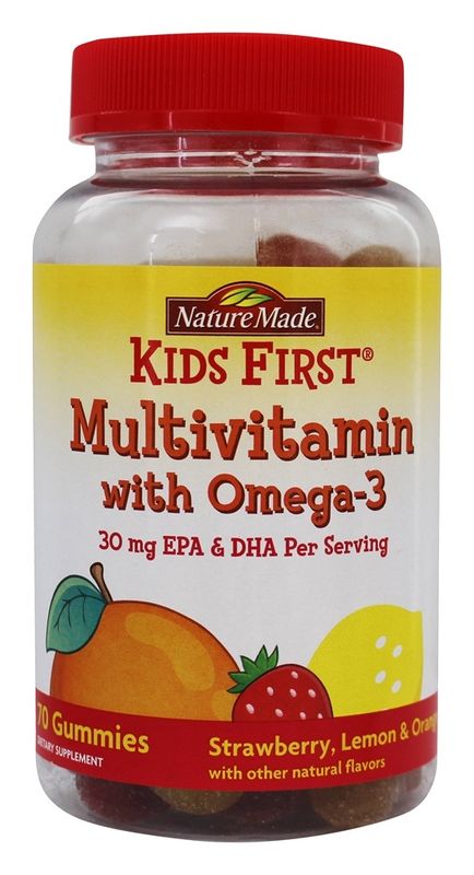 Nature Made Kids First Multivitamin with Omega-3 Gummies Strawberry, Lemon & Orange - 70.0 Ea