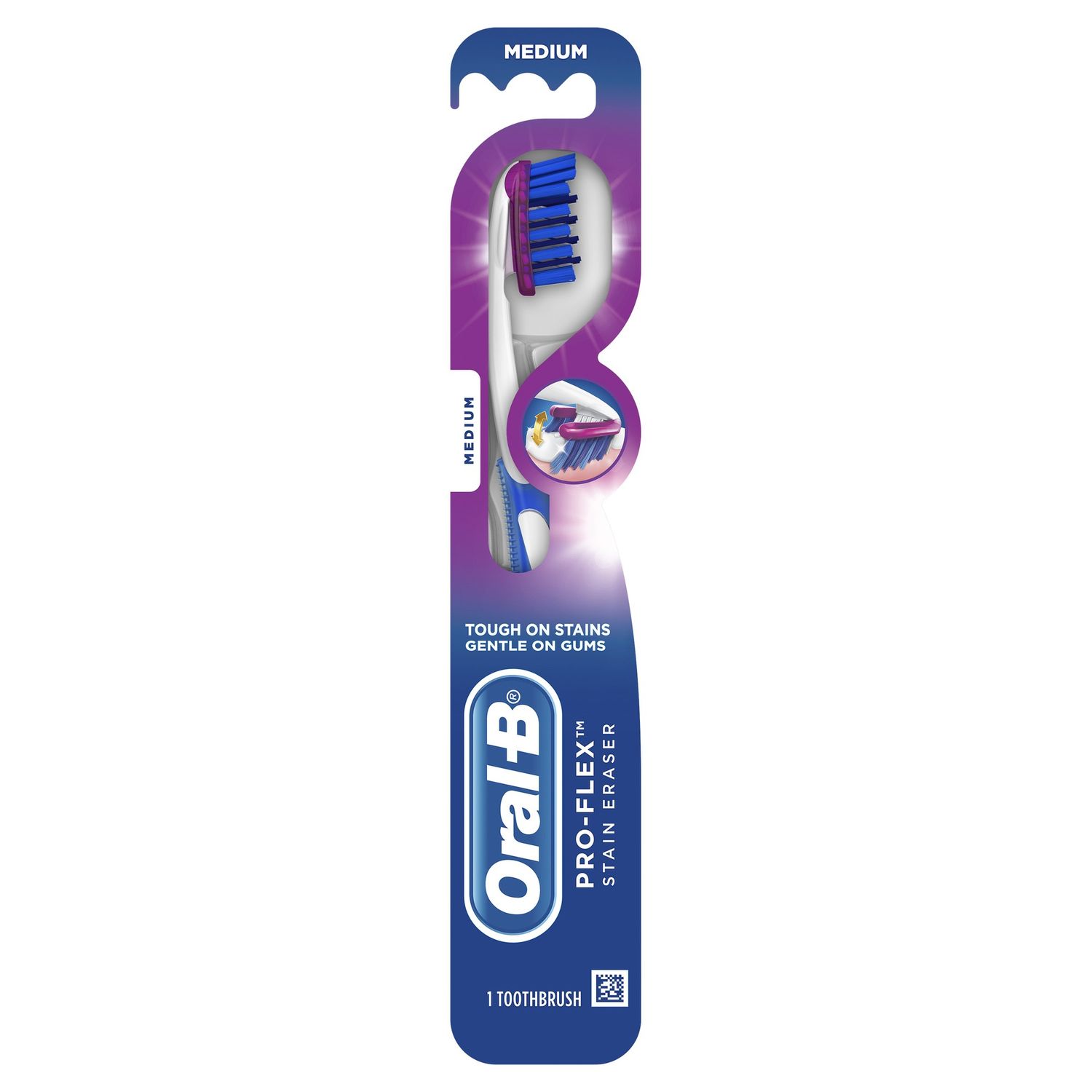 Oral-B Pro-Flex Stain Eraser Manual Toothbrush Medium Medium, Full Head - 1.0 Ea