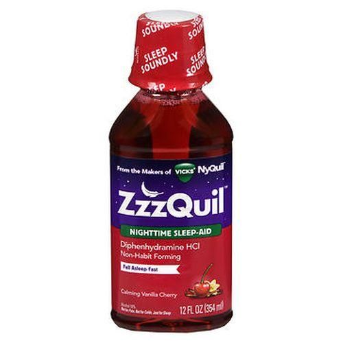 ZzzQuil Nighttime Sleep-Aid Liquid Calming Vanilla Cherry - 12.0 Fl Oz