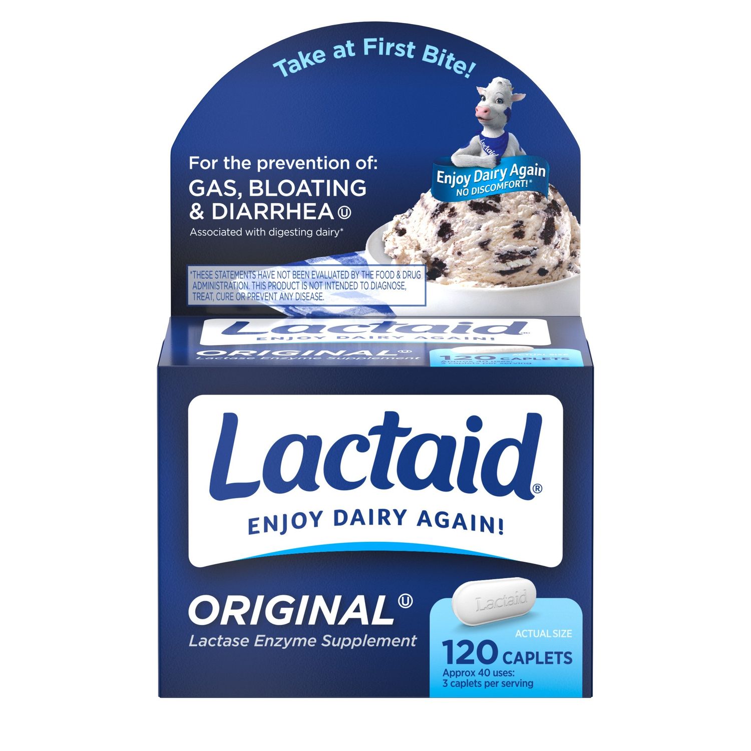 Lactaid Original Strength Lactose Intolerance Relief Caplets - 120.0 Ea