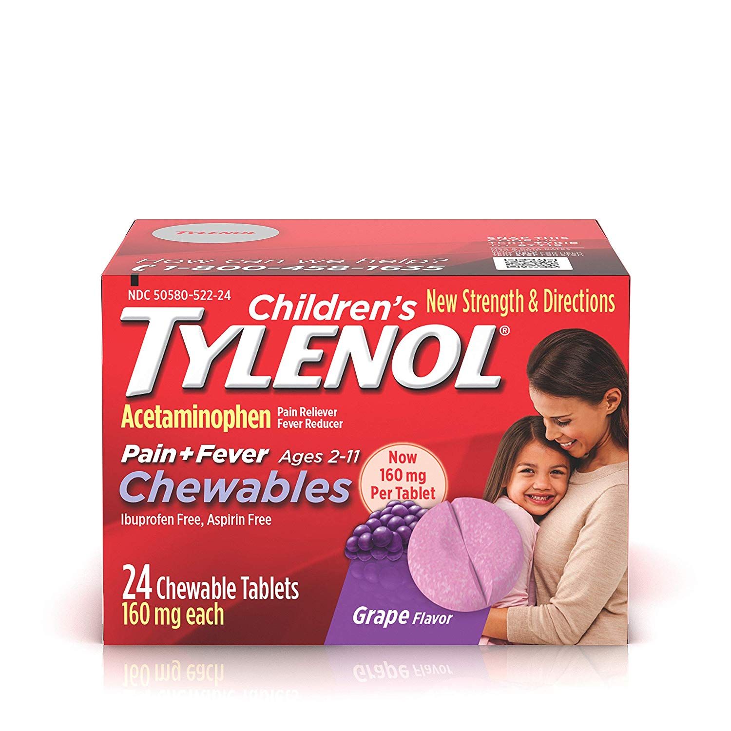 Children S Tylenol Chewables with 160 Mg Acetaminophen  Grape  24 Ct