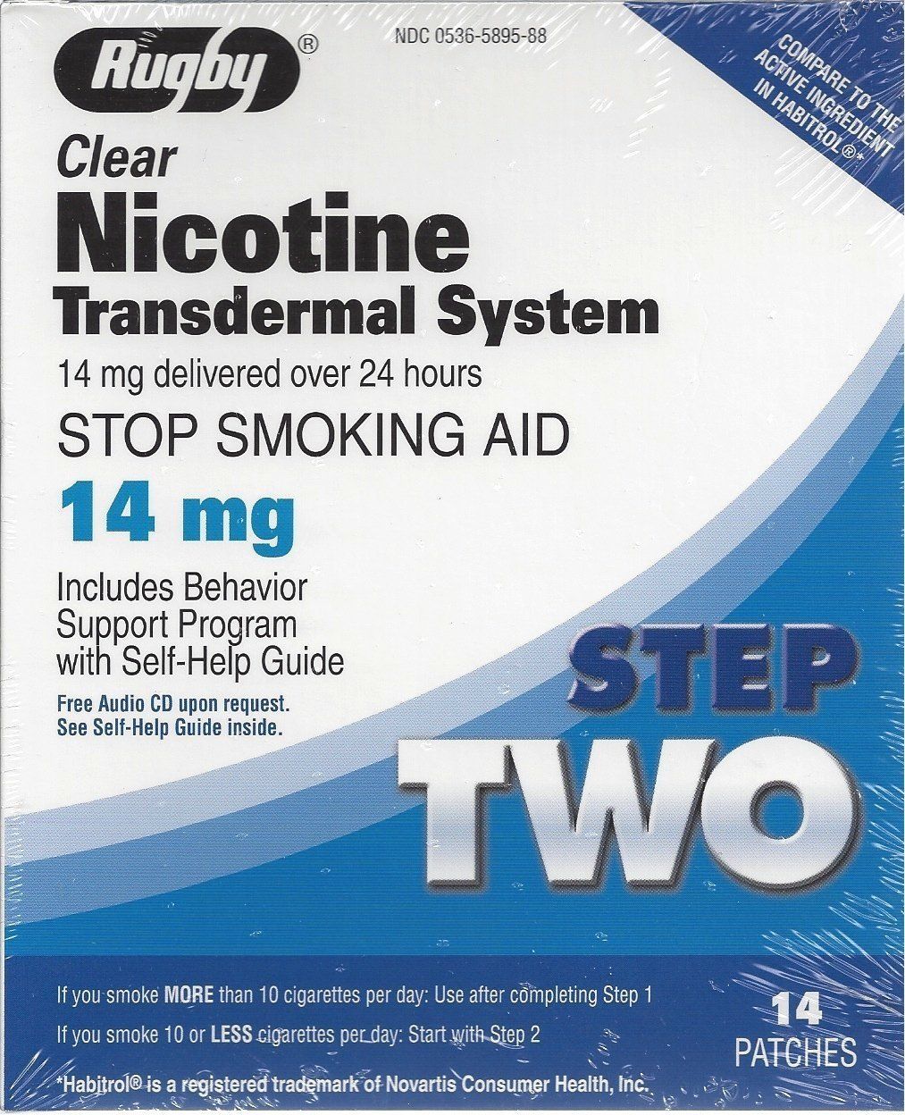 Rugby Step 2 Clear Nicotine Transdermal System Stop Smoking Aid  14 Mg  14 Count