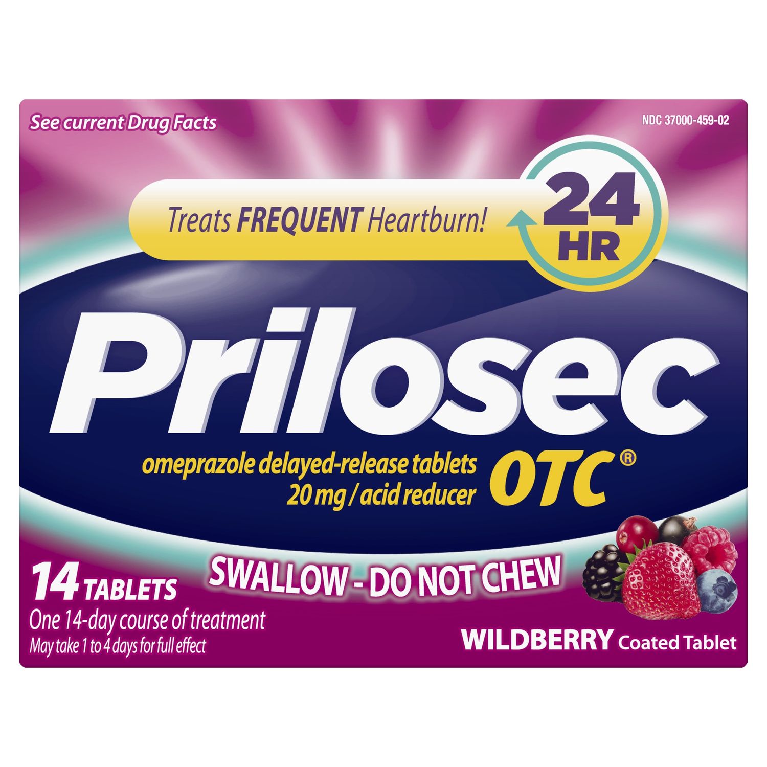 Prilosec OTC Omeprazole Delayed Release, Acid Reducer Wildberry - 14.0 Ea