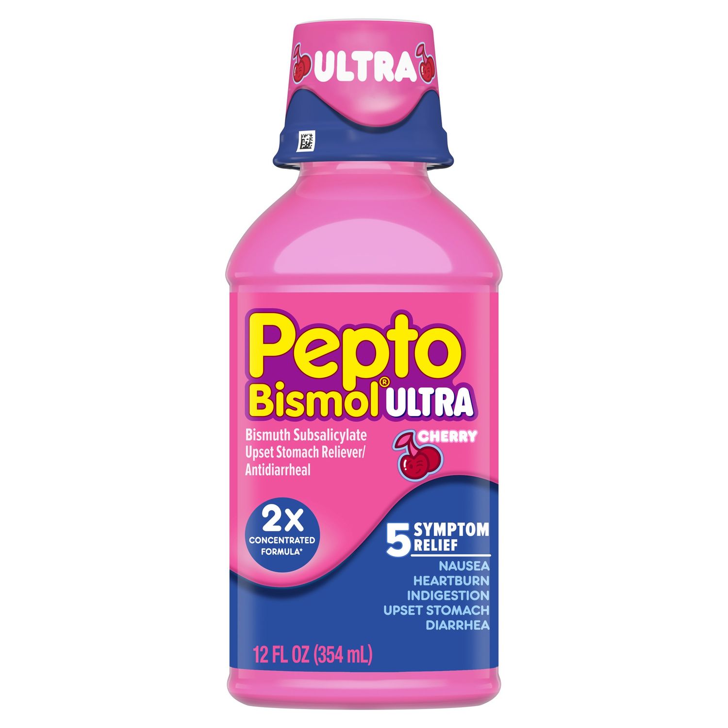 Pepto-Bismol Ultra Liquid, 5 Symptom Fast Relief Cherry - 12.0 Fl Oz