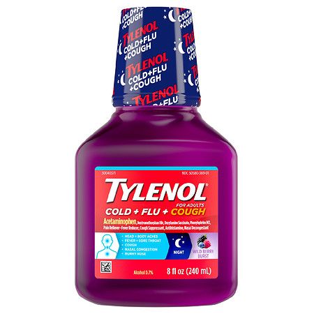 Tylenol Cold + Flu+ Cough Night Wild Berry Liquid